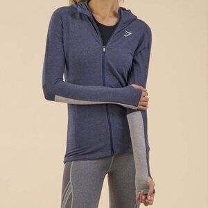 Gymshark Impulse Blue Full Zip Hoodie Lightweight Hooded Jacket Women's size M